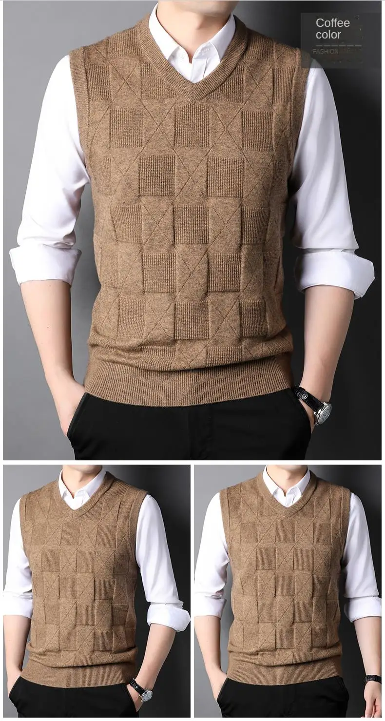 Top Grade New Fashion Brand Knit Pullover Sleeveless Sweater Vest Men V-Neck Sleeveless Preppy Trendy Casual Mens Clothes 2022