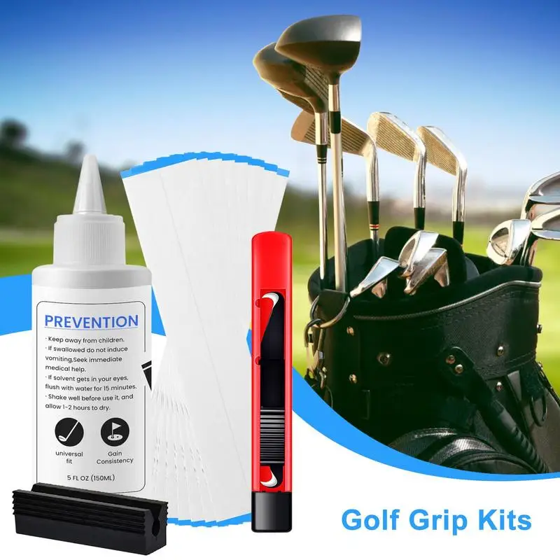 Golf Club Regripping Kits Grip Tape Strips 5oz Grip Solvent 15 Paper Tapers Regripping Golf Clubs Tool For Golf Wedges Repair 6