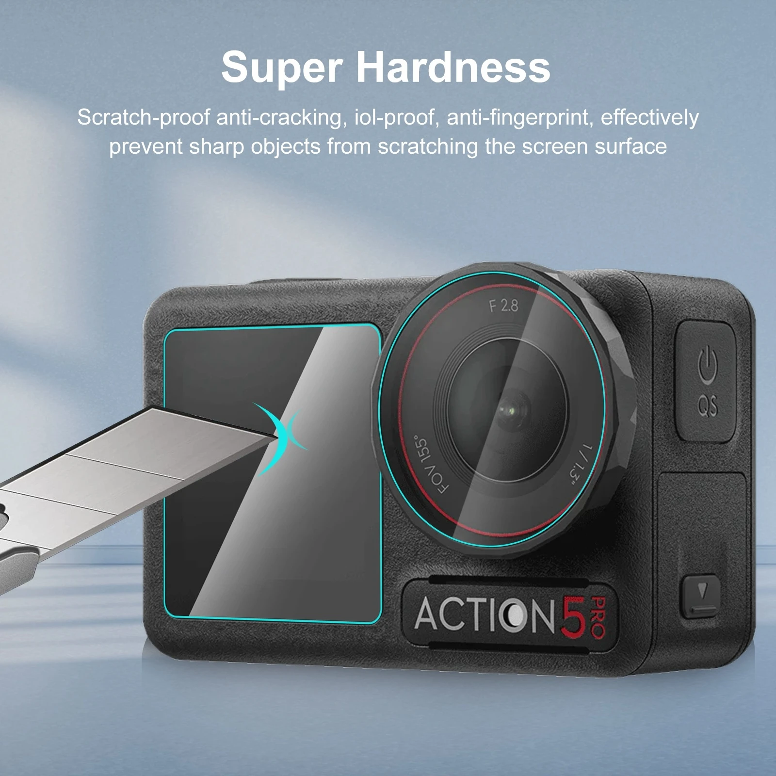 For DJI Osmo Action 5 Pro PULUZ 3-in-1 Lens Front and Back Screen Tempered Glass Explosion-proof Film