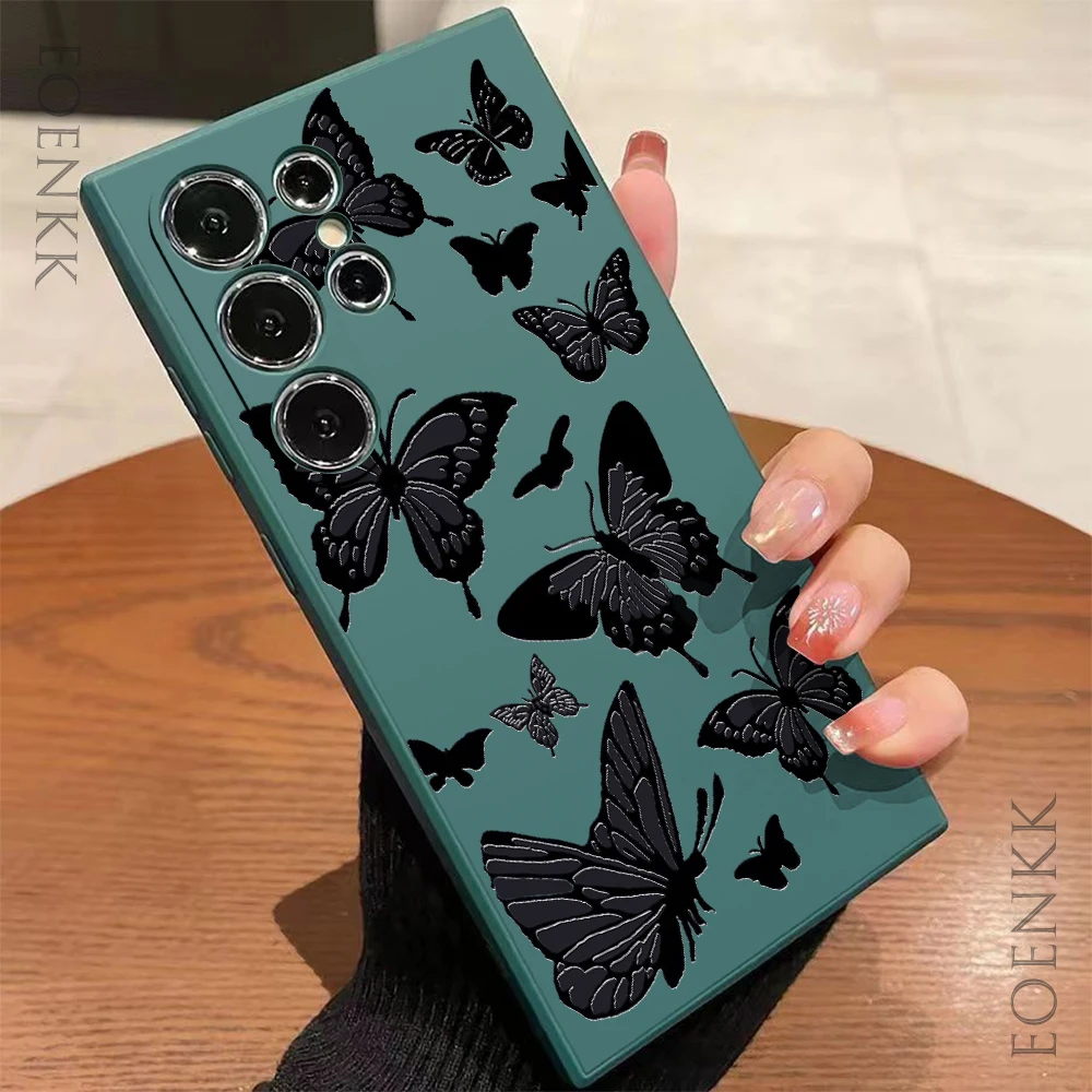Elegant Black Butterfly Shock-Resistant Phone Case