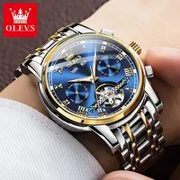OLEVS 6607 Top Original Automatic Mechanical Watches Men Luxury Skeleton Flywheel Stainless Steel Waterproof Business Wristwatch 5