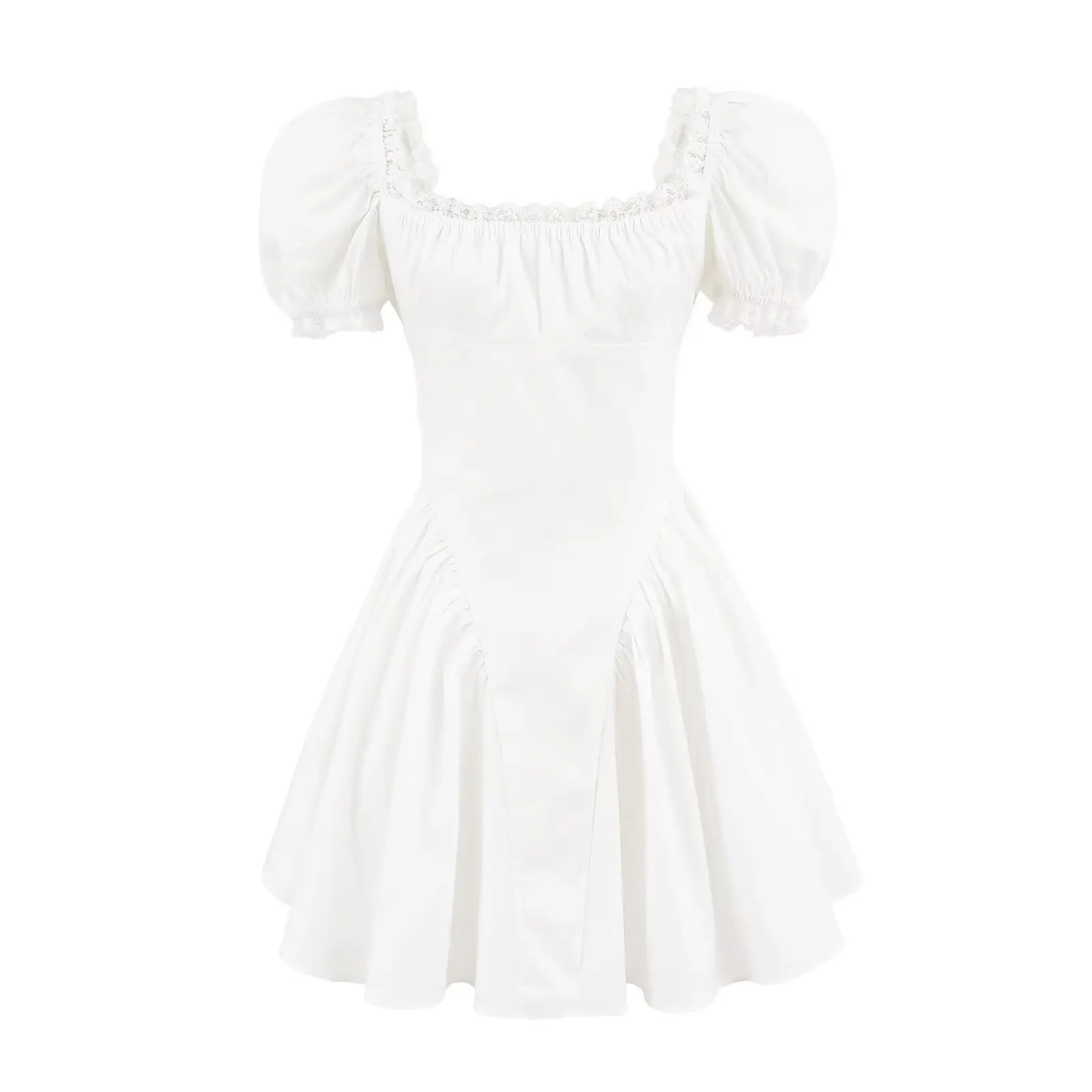 Women's Summer Short Sleeve Dress - Square Neck Puff Sleeve Sundress