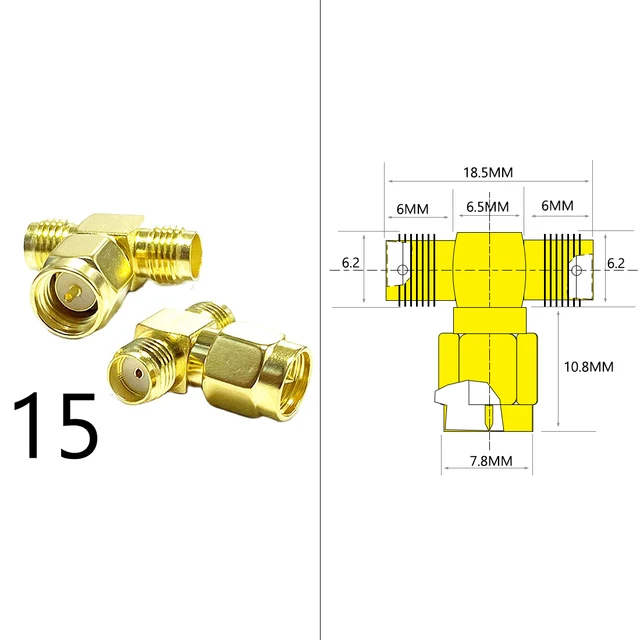DexMRtiC SMA Male / Female RF Coax Adapter Connector Straight Right Angle T Type Splitter Goldplated NEW Wholesale Type15