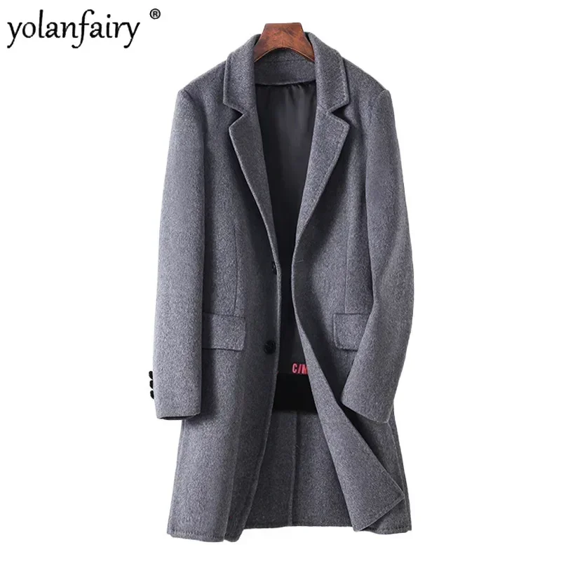 

Мужское двухстороннее шерстяное пальто, Толстая куртка средней длины из кроличьего меха, одежда для осени и зимы, FCY5196