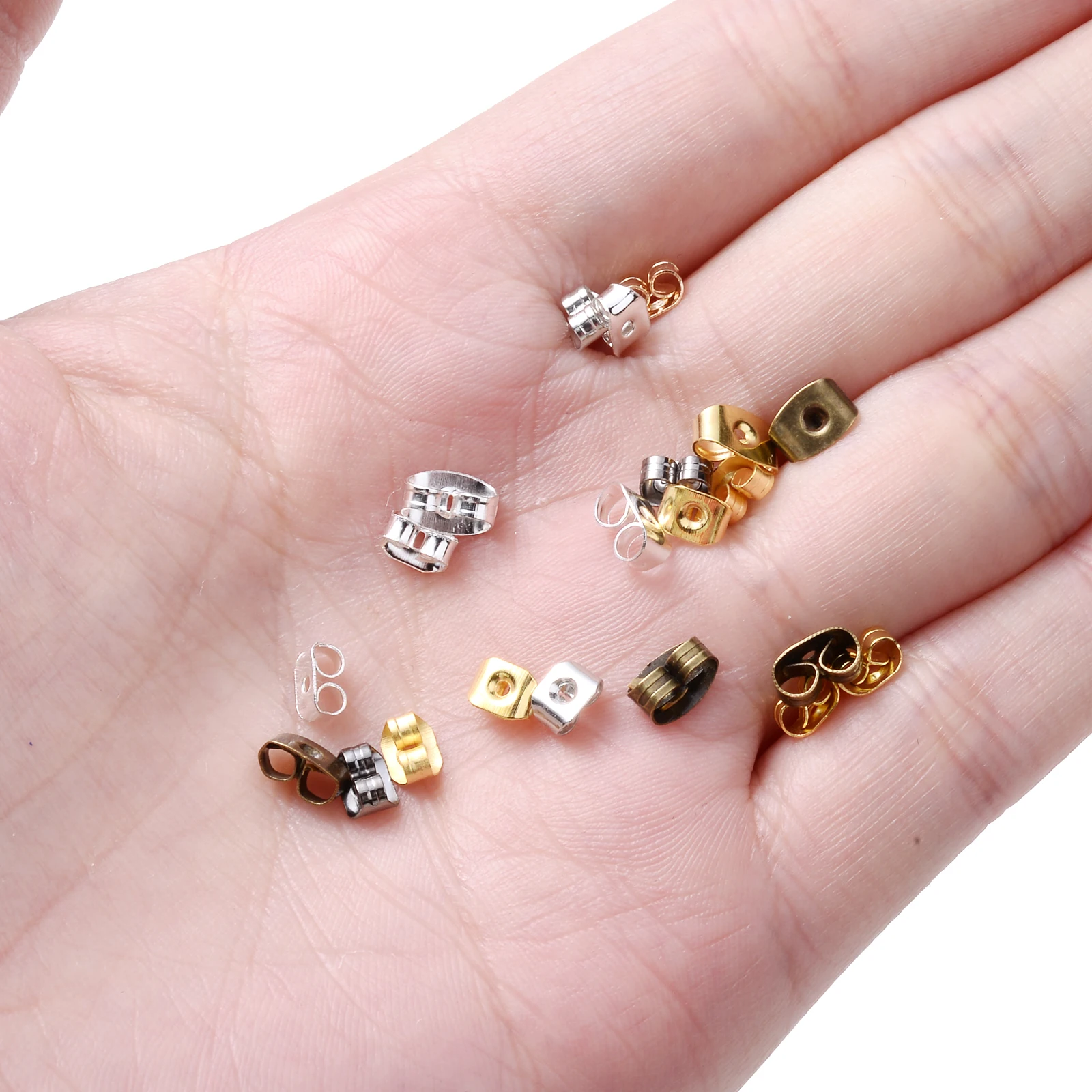 100pcs/Lot High Quality Stainless Steel Gold Plated Earring Back Plug  Earring Settings Base Ear Studs