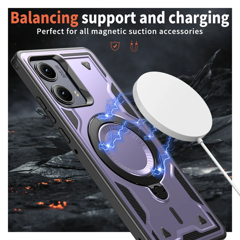 ELVEV Magnetic Dropproof Phone Case with Rotatable Ring Stand