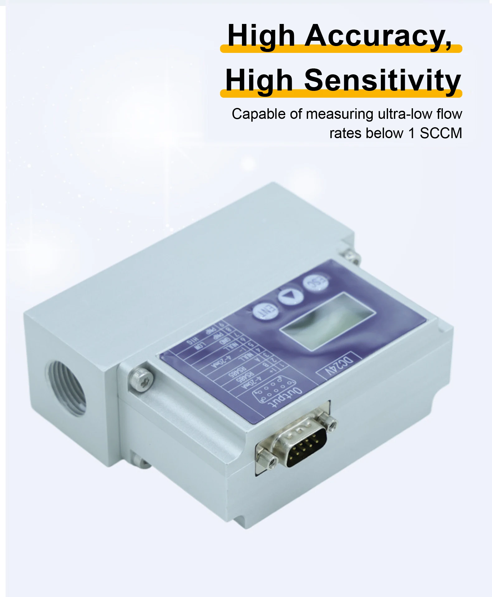 MEMS Thermal Gas Flow Meter LCD Display for Compressed Air Nitrogen Oxygen Monit