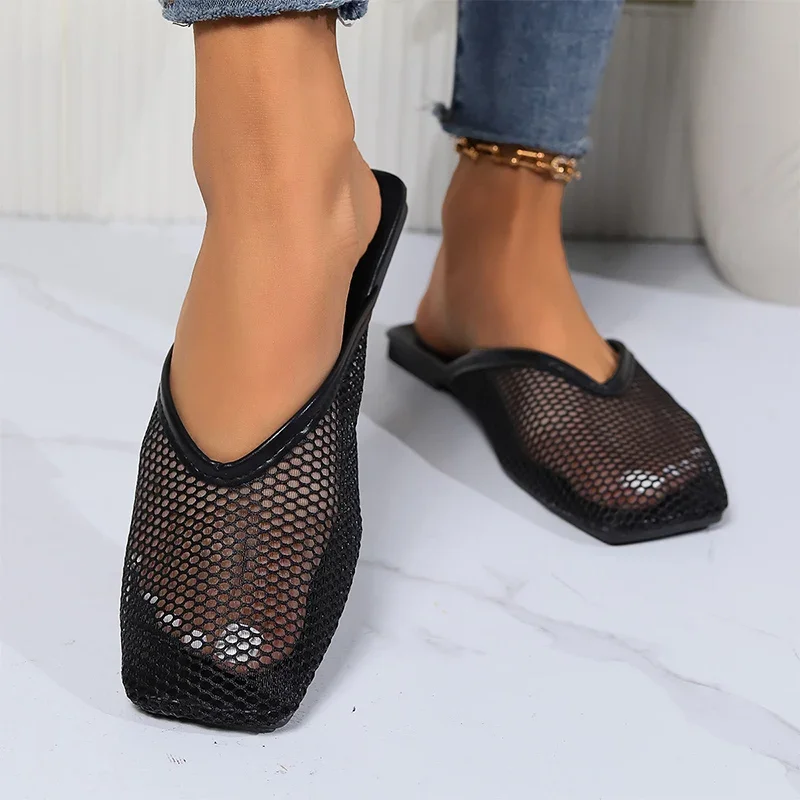 Mesh-Slippers-Shoes-Women-Flats-Flip-Flops-Fad-2024-Summer-Breathable ...