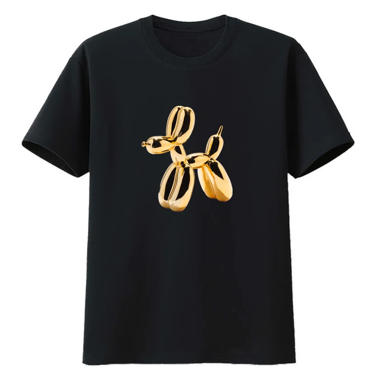 

Golden Balloon Dog Cotton T-shirts Creative Hipster Style Graphic Tshirts for Men Camisetas Leisure Printed T-shirt Top Cool