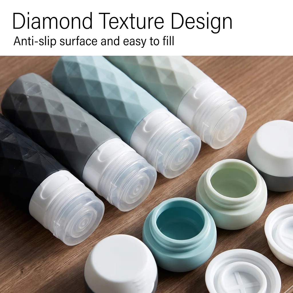Leak-Proof Silicone Travel Toiletry Bottle Set for Skincare and Cosmetics