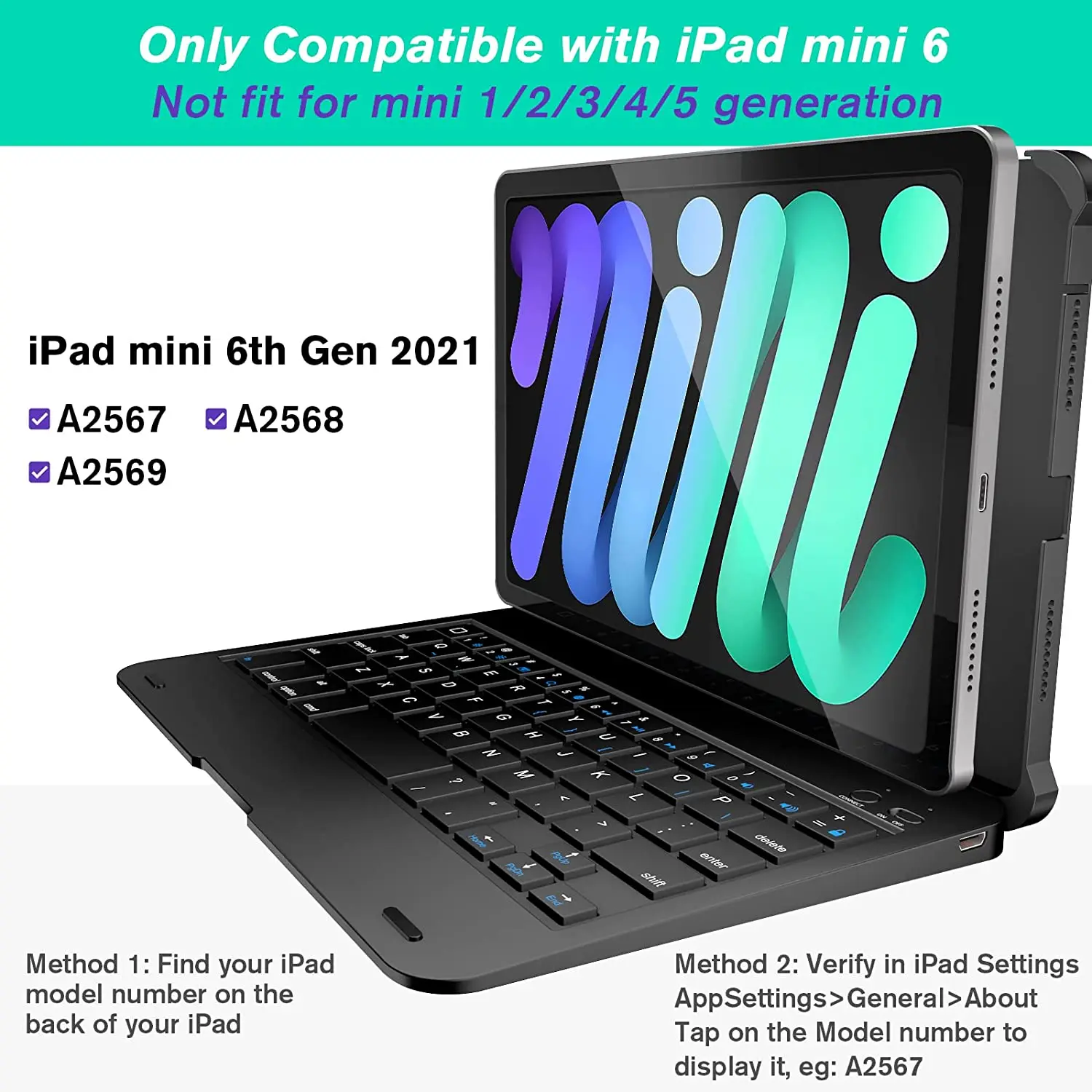 Teclado para Ipad Mini Case com Teclado para 2023 8.3 Polegada Ultra Fino Teclado para Ipad Mini 7.9 Polegada Funda Teclado - Imagem 5