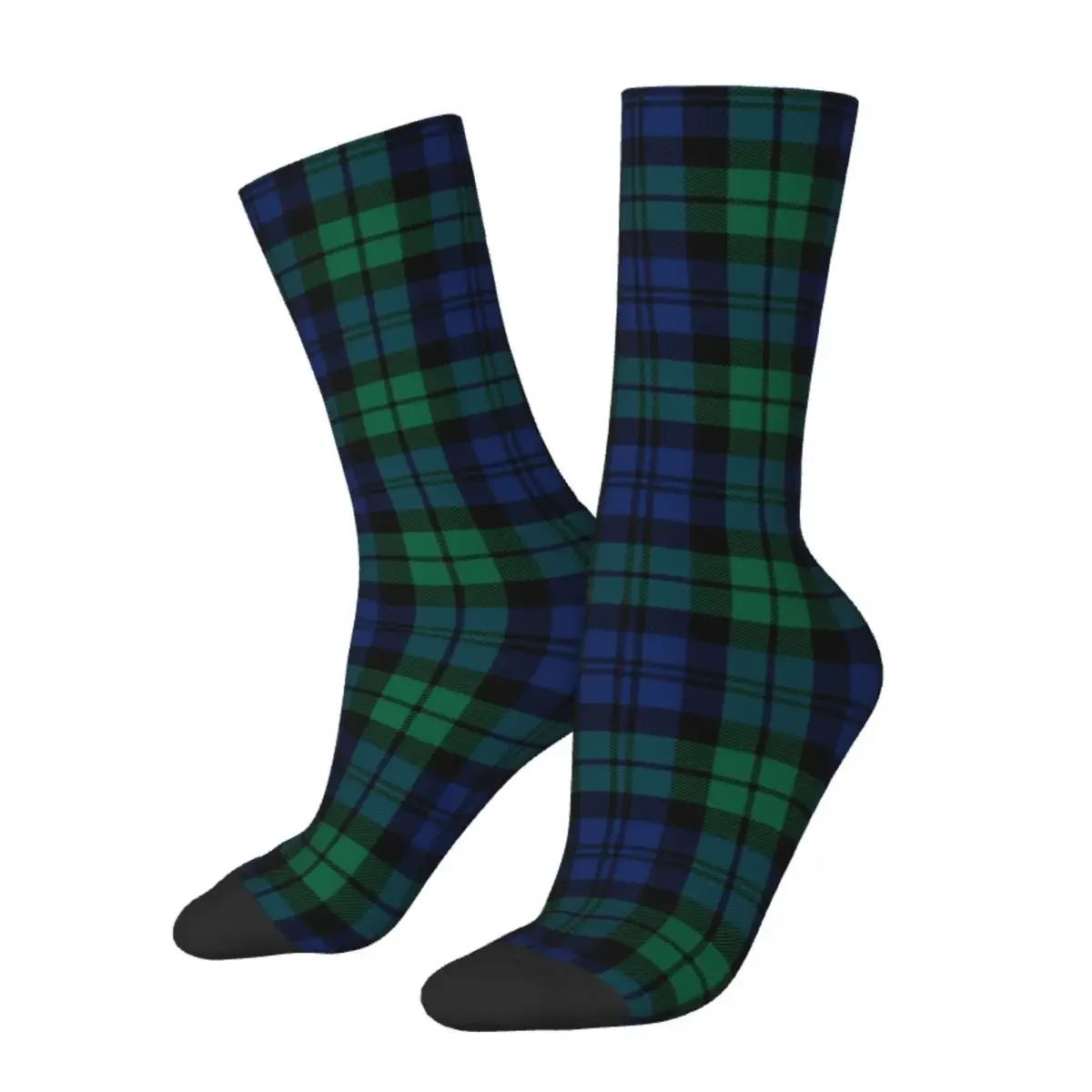 Rustic Green And Blue Black Watch Plaid Holiday Socks Men Women Funny ...