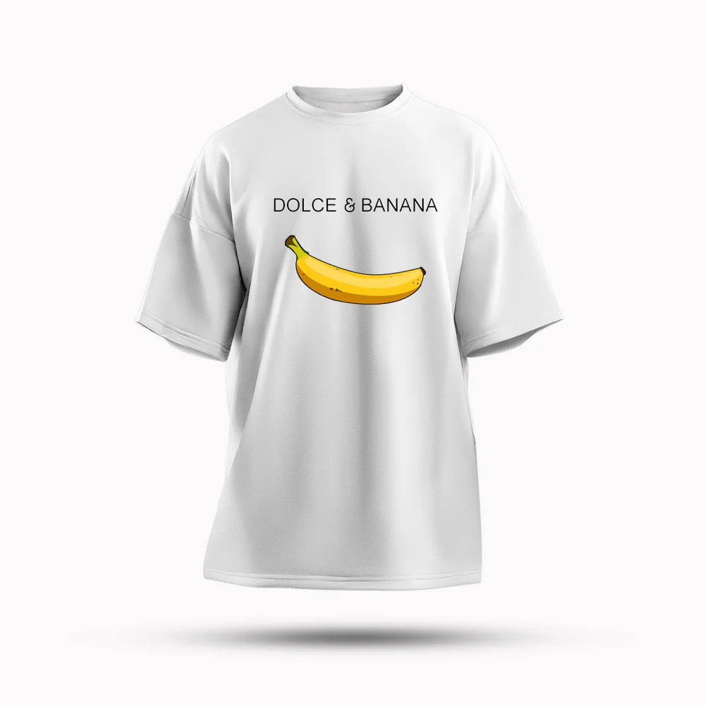 

Dolce & Banana Fashion Print Men's T-shirts - Casual, Breathable Tops in Oversized Terylene, Short Sleeve Tees Shirts for Males