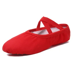 Women & Girls Canvas Ballet Slippers - Soft Split Sole Dance Shoes - 24 (Red2)