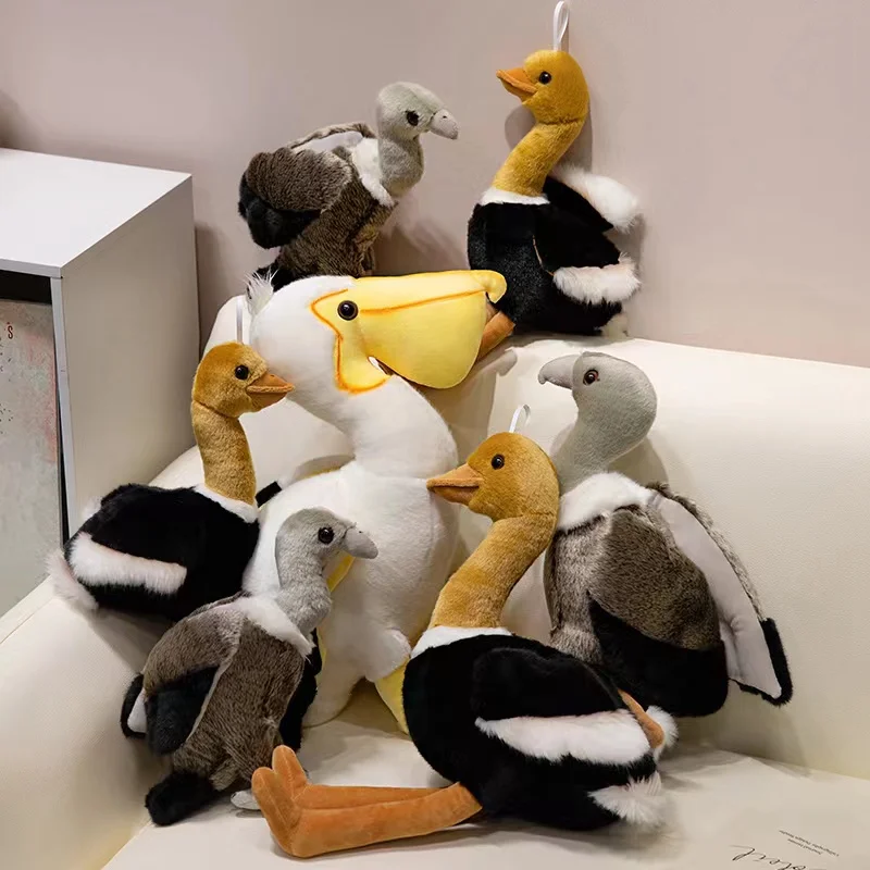 핫 시뮬레이션 버드 시리즈 봉제 장난감, 펠리칸 독수리 타조 원단 면 채우기, 부드럽고 편안한 촉감 좋은 선물