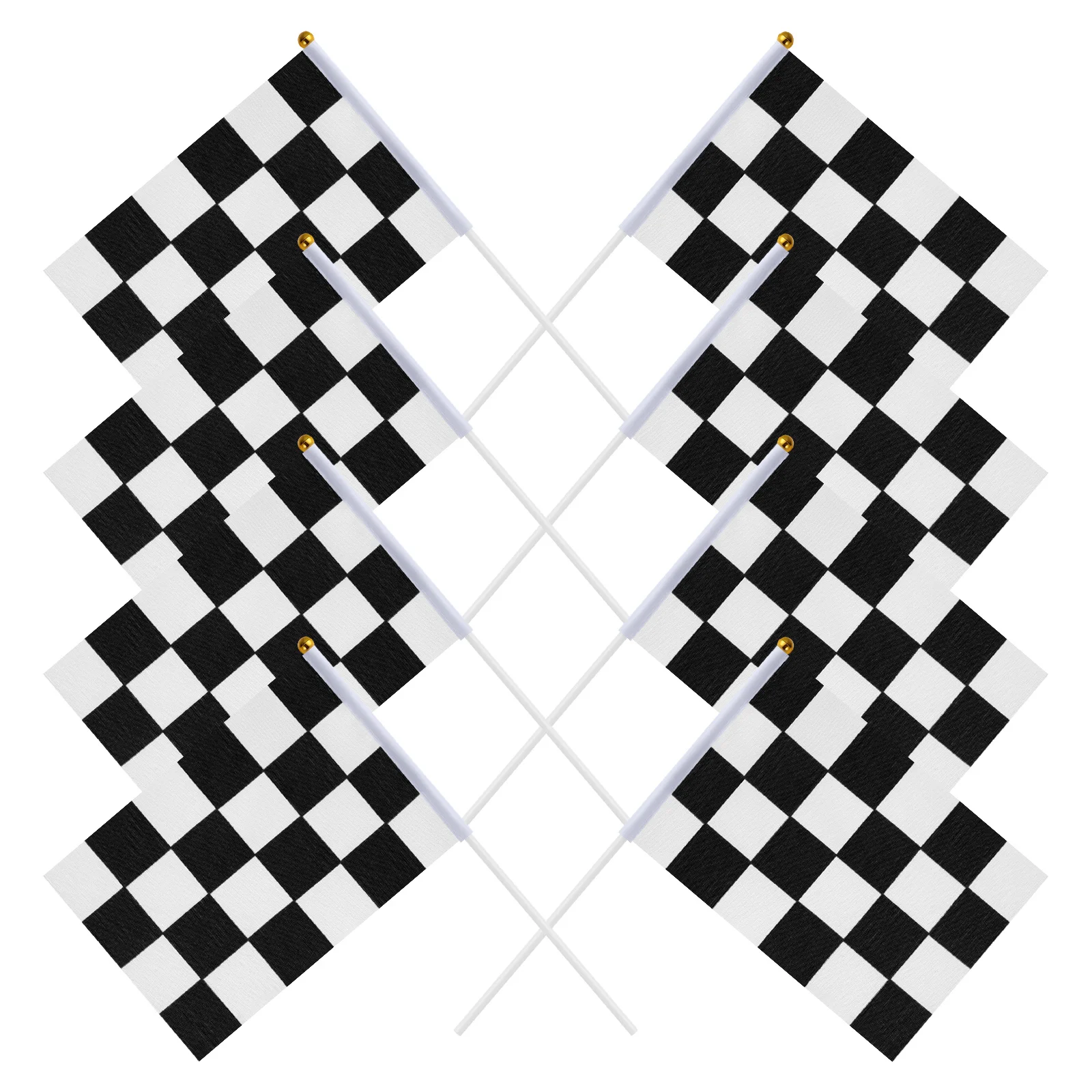 25Pcs Checkered Racing Polyester Flags with Stick Black and White Hand ...