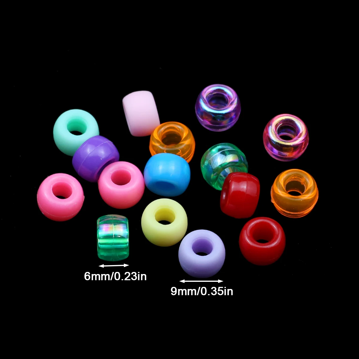 Multi-colored Large Hole Pony Beads Plastic Beads 200-1200Pcs For Bracelets Making DIY Crafts Jewelry Key Chains And Decorations