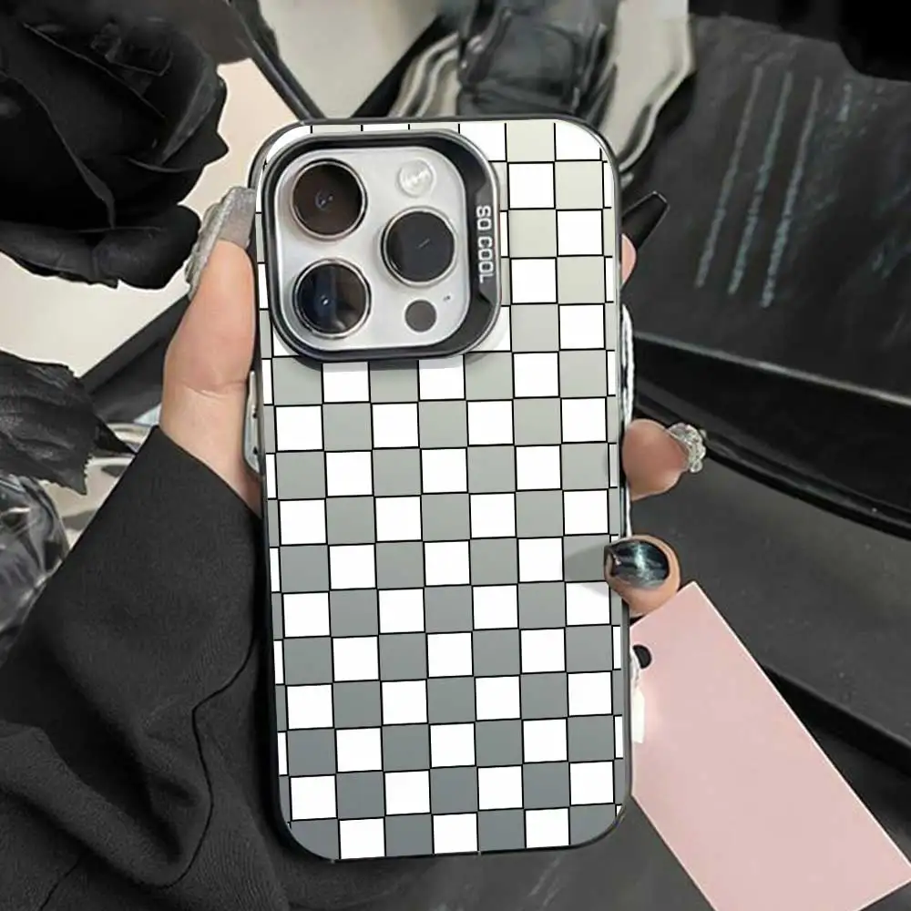 Cute Cartoon Soft Silicone Phone Cover with Silver IMD Grid Design
