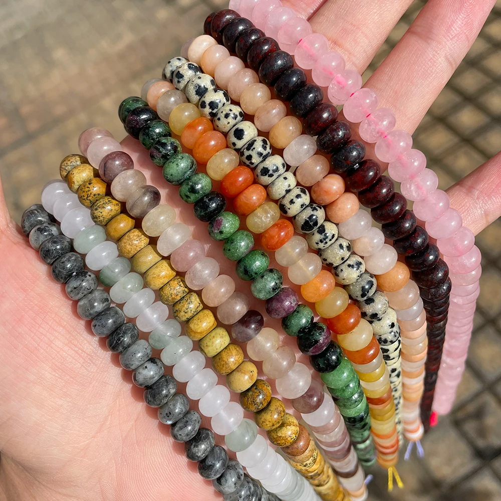 5*8mm Natural Stone Rondelle Beads Tiger Eye Pink Quartz Fluorite Labradorite Beads for Jewelry Making DIY Bracelet 5