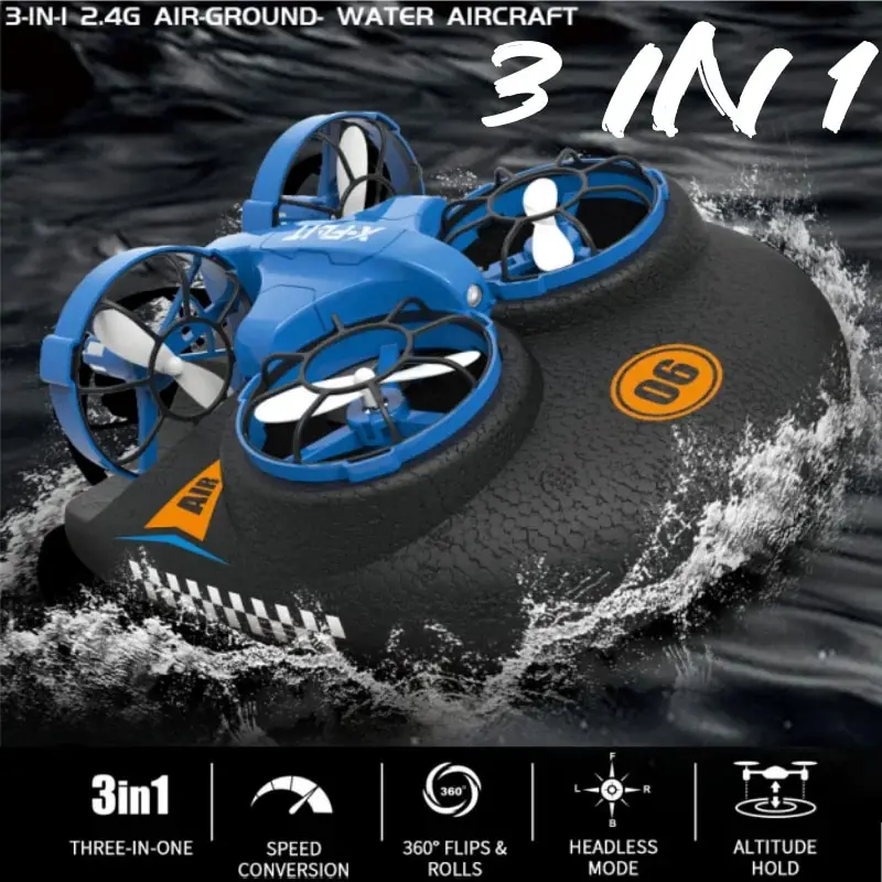 Mini Drone 3 In 1 Hovercraft 2.4G 4CH Remote Control RC Quadcopter Waterproof Outdoor Airplane Toy For Kids Aircraft Helicoptero