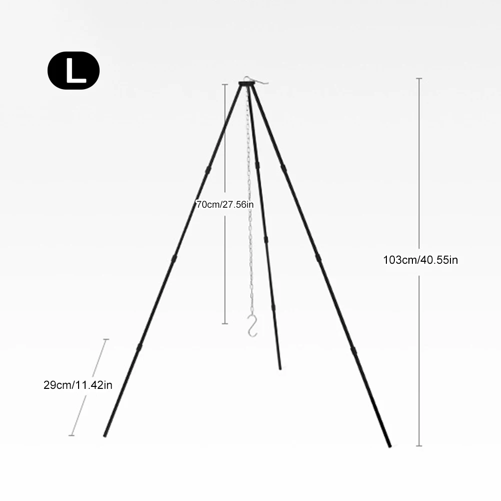 Camping Bonfire Tripod Portable Aluminum Alloy Cooking Pot Frame Tool Stainless Steel Chain Detachable Stand Camping Accessories