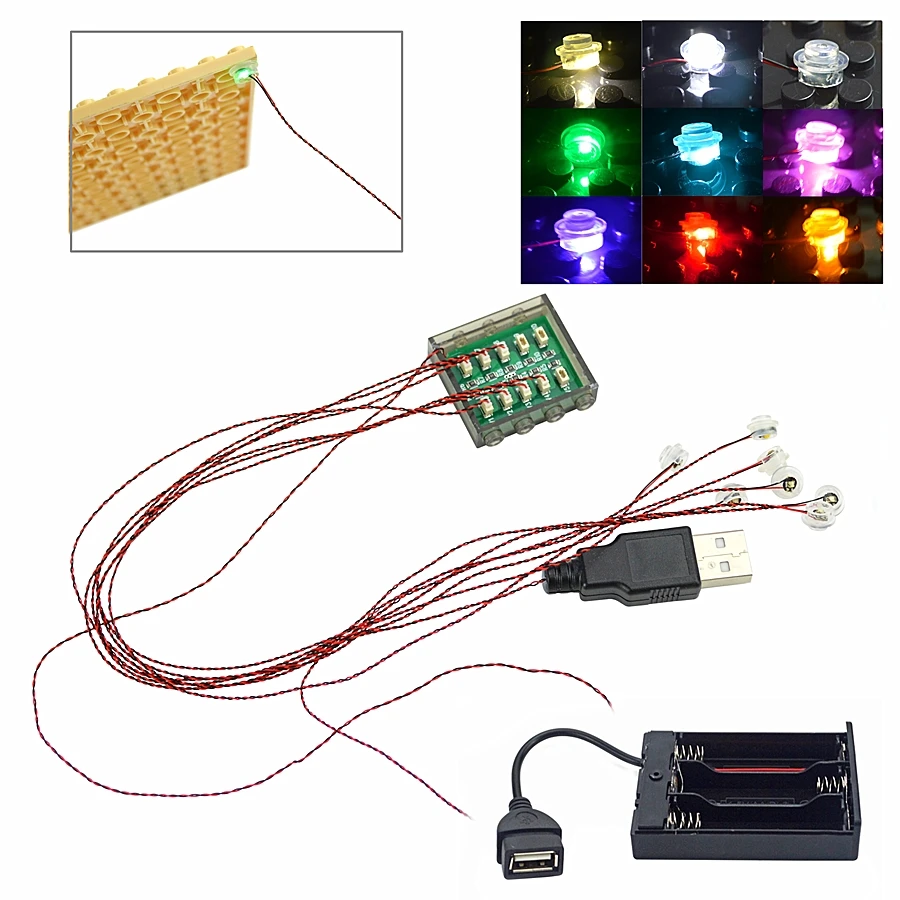 Moc-led-licht-baustein-0-8-pin-rund-1x1-blinkende-streifen-lampe-stra ...
