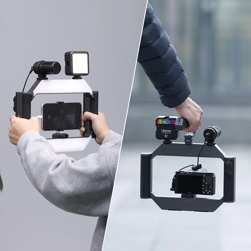 Ulanzi U-Rig Video LED Light Wireless Remote Smartphone Video Light 2 in 1 Ring Light Handheld Light with Bracket for DSLR