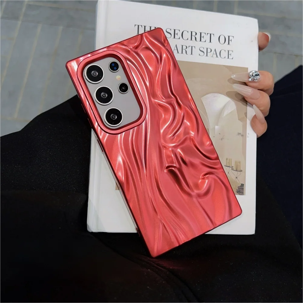 Glossy Plating Phone Case with Matte 3D Wave Design