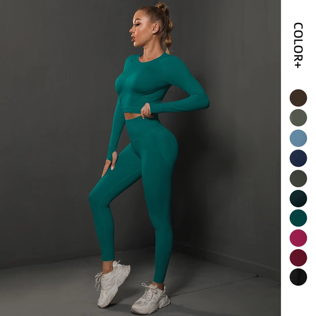 OEM 2 equipos de entrenamiento para la mujer perfecta ropa de manga larga  cosecha de conjunto de Yoga entrenamiento traje de Deporte ropa deportiva  Fitness Gimnasio Outfit ropa - China Ropa de