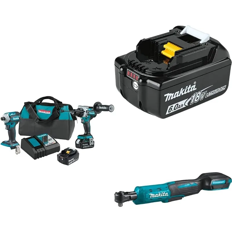 

Makita и XRW01Z 18V LXT литий-ионный беспроводной 3/8 " / 1/4" Sq. Комплект с храповым механизмом (5.0Ah), BL1860B 18V LXT