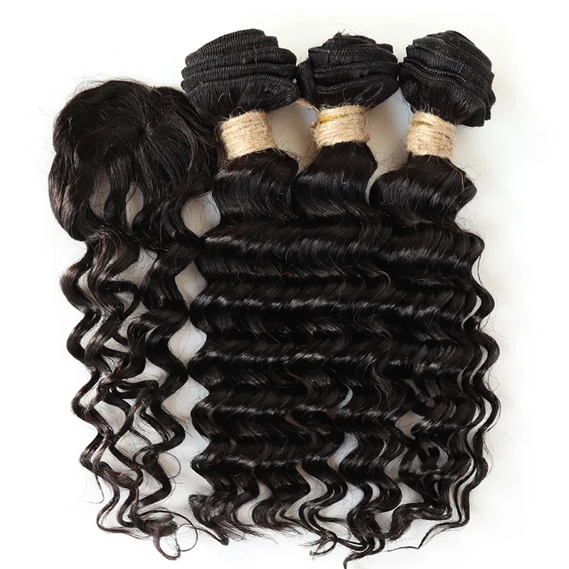 Human Hair Bundles Kinky Curly Bundles With Closure Natural Human Hair Bundles Short Brazilian Hair With Circular Closure