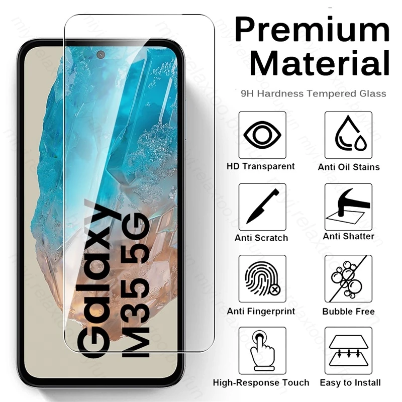 Screen Protector SamsungM35 Case 2PCS Protect Glass Screen Protector for Samsung M35 5G A 25 M 15 35 55 M15 M55 A15 A25 A35 A55