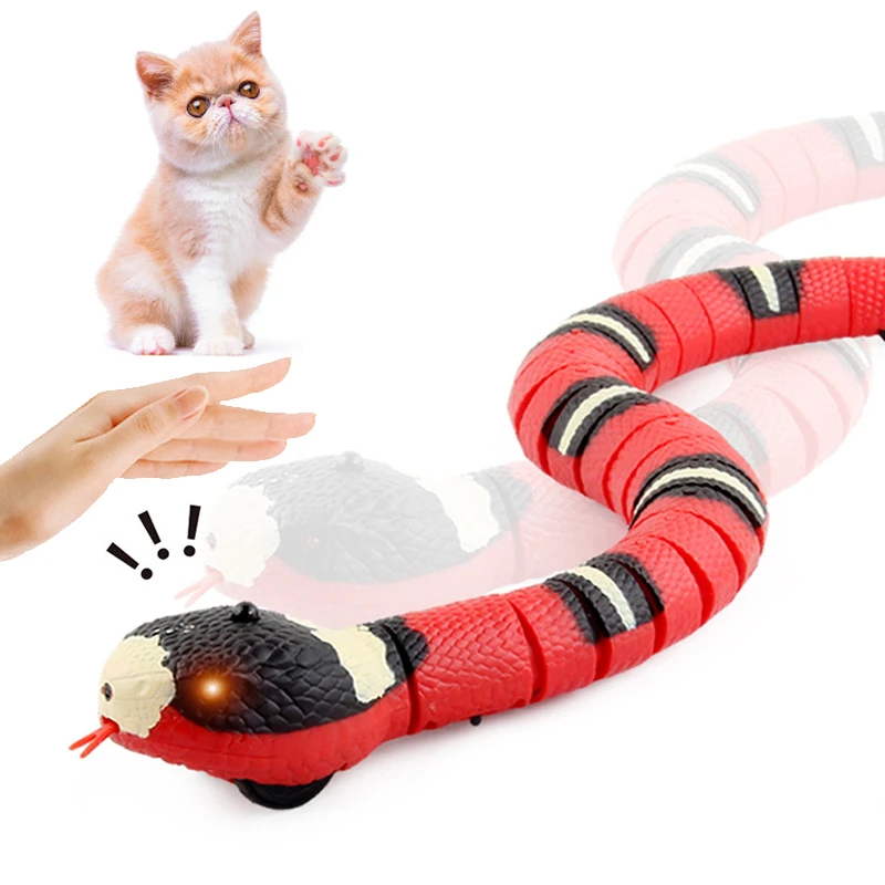 

Automatic Cat Toys Interactive Smart Sensing Snake Tease Toys For Cats Funny USB Rechargeable Cat Accessories For Pet Dogs Play