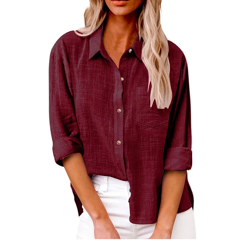 Sbe60938cc9234343b5a2e970517b0169H Solid Casual Loose Shirts For Women Summer Vintage Women's Oversized Shirts And Blouses Fashion Elegant Youth Female Tops Mallzona