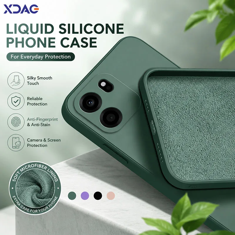 Luxury Dual Liner Shockproof Phone Case with Square Liquid Silicone Design