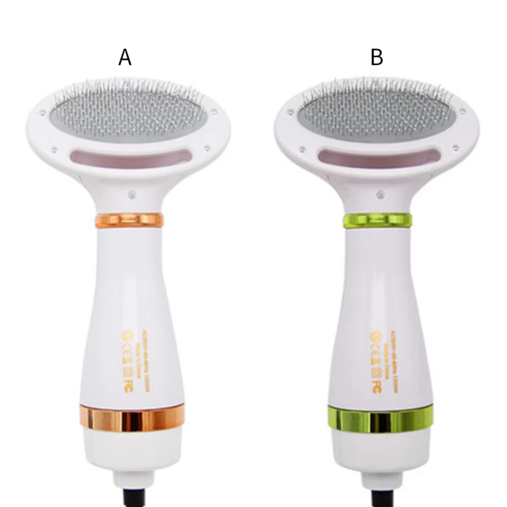 

Pet Hair Dryer 2 in 1 Pet Drying Grooming Brush Adjustable Temperature Electric Blower EU Plug Golden