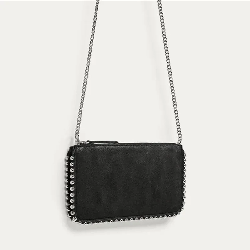 

Designer Handbags Luxury Matte Leather Shoulder Bag Brand Small Rivet Flap Purse New Fashion Chains Beading Women Crossbody Bags