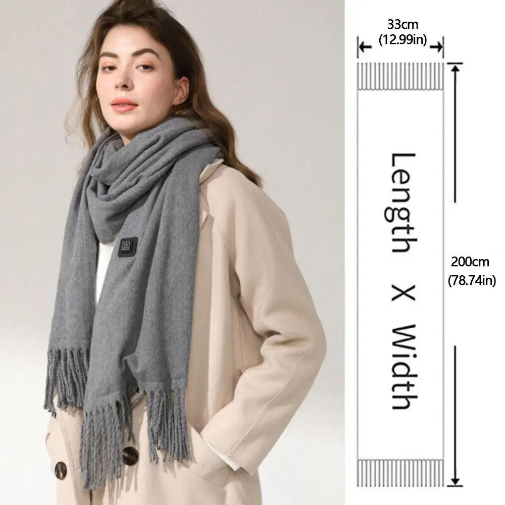 New USB Charging Electric Heated Scarf Rechargeable Adjustable Temperature Electric Winter Warmer Unisex Creative Neck Warmer 6