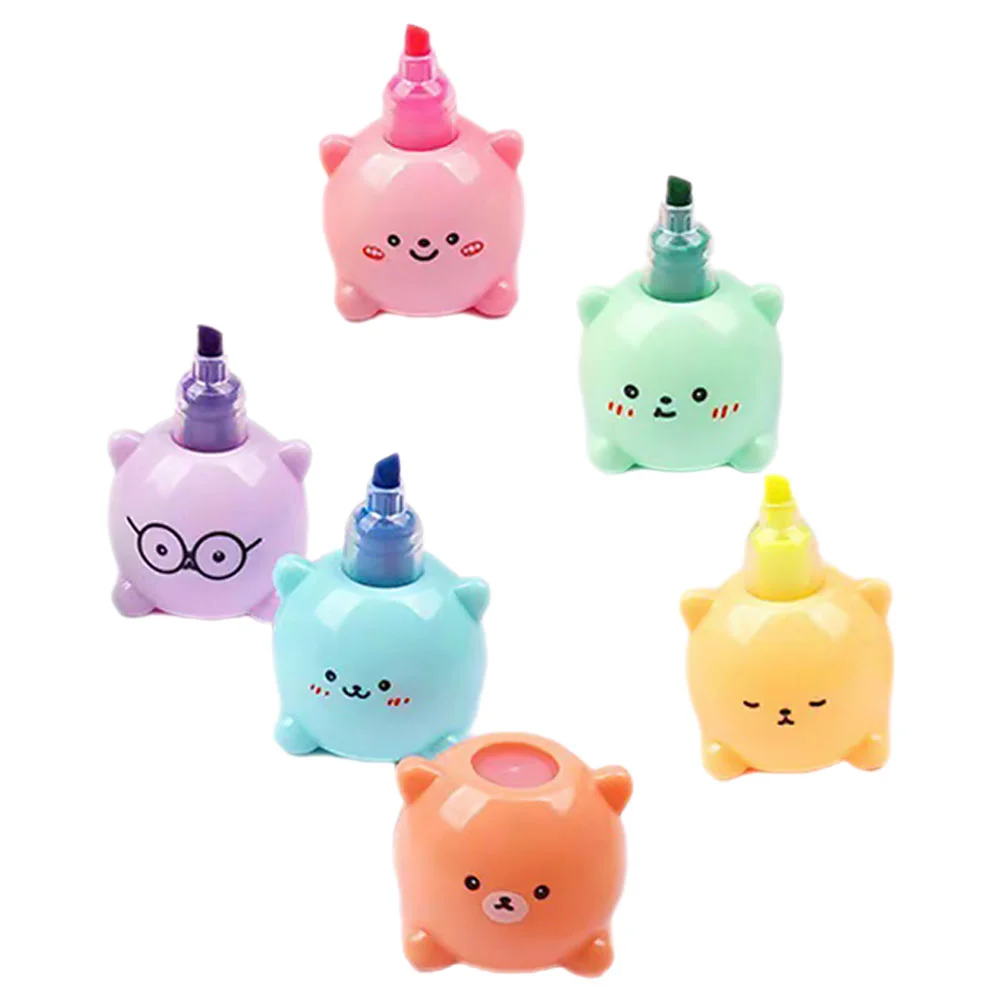 곰 하이라이터 쌓을 수 있는 마커, 다기능 마킹 펜, 작고 귀여운 하이라이터, 책갈피 학교 블록