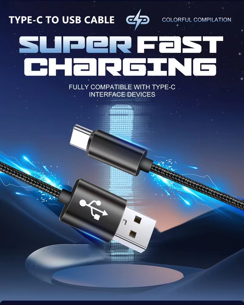 USB Type C Fast Charging Cable For Samsung Xiaomi Redmi POCO Honor Nylon Braided Quick Charge Cables For iPhone 15 16 17 Pro Max