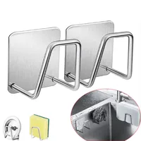 1/2Pcs Sponge Holder Sink Caddy SUS304 Stainless Steel Strong Adhesive Hook Storage Holder Waterproof Rustproof Hook for Kitchen 1