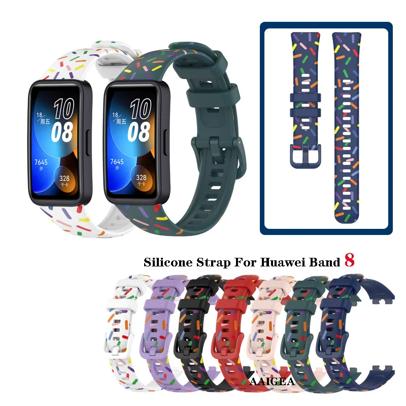 

Модный силиконовый ремешок с принтом для замены браслета Huawei Band 8 7 6