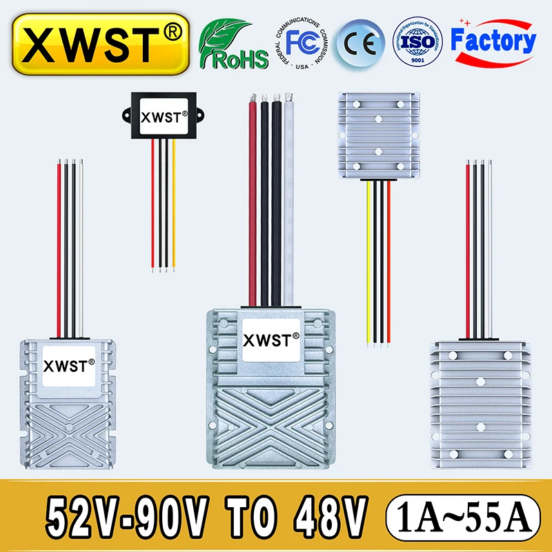 Conversor dc dc Impermeável 52v-90v a 48v Step Down Regulador de Tensão 60v72v85v a 48v Transformador Inversor Solar Módulo 1a20a
