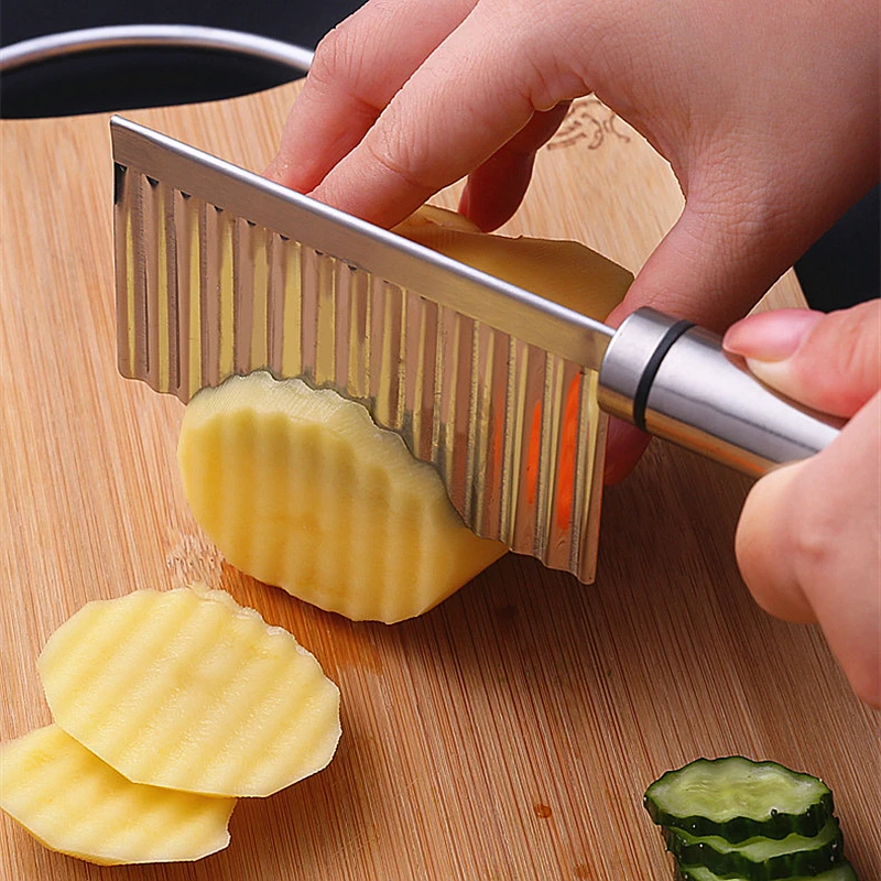 2PCS Potato Slicer French Fry Cutters Stainless Steel pizzas Carrots Wavy chopper for Fruits Vegetables long-lasting
