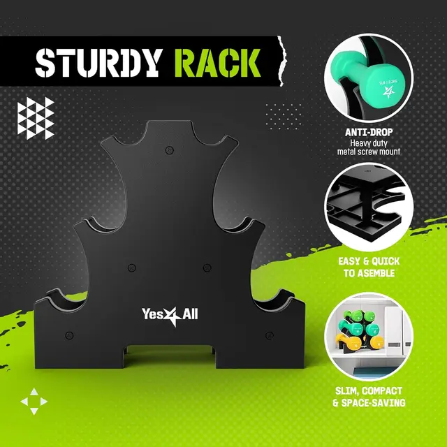 Coated Dumbbell Hand Weight Sets Multiple Weight Options with Rack Anti roll Anti Slip Hexagon Shape 3-5-8lb