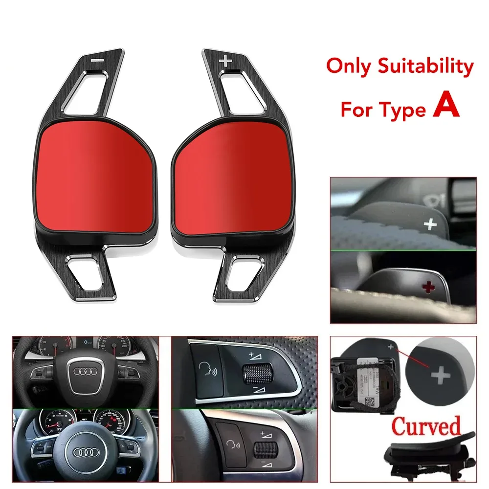 2Pcs Steering Wheel Paddles Extension Shifters For Audi A4 B8 A3 8P S3 A5 A6 S6 C6 Q5 A8 R8 TTS MK2 8J Avant DSG Car Styling