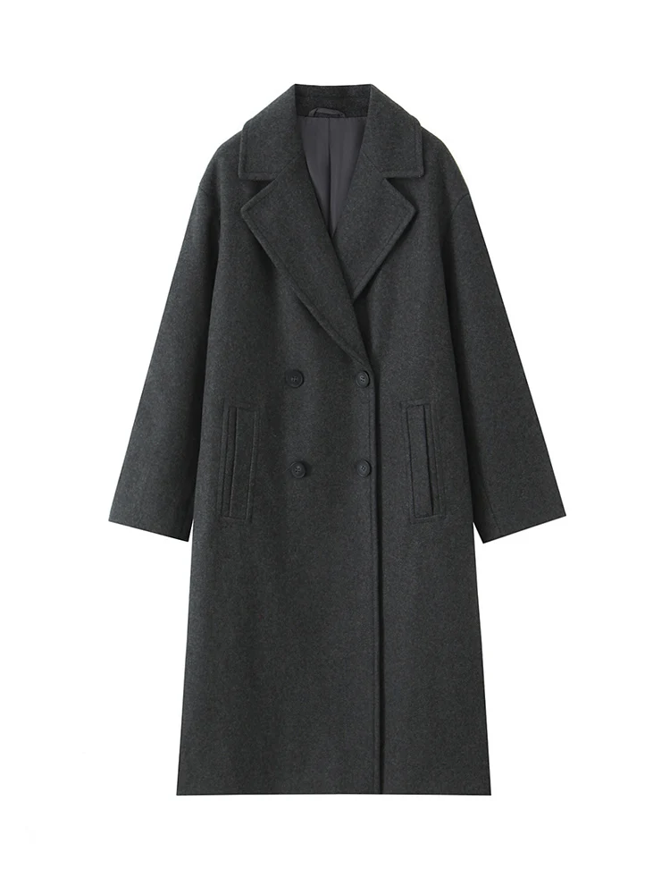 Women Winter Luxury Long Coats Solid Warm Soft Wool Long Coat Women High Street Loose Casual Double Breasted Overcoat 2025
