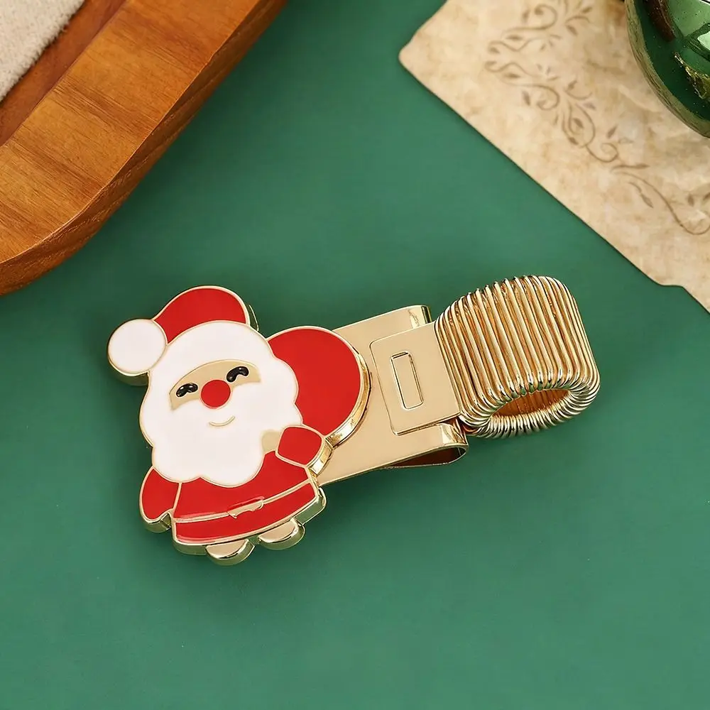 휴대용 크리스마스 펜 루프 홀더 금속 스프링 연필 홀더 분실 방지 다기능 펜 클립 문구 용품