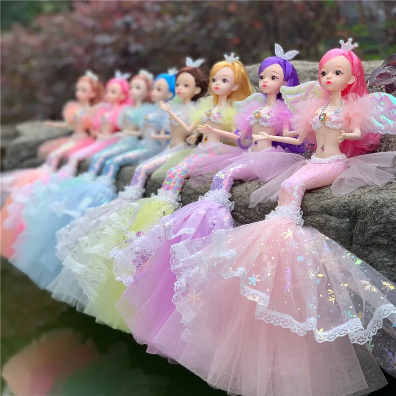 New 30 cm Bjd Doll 13 Joint Movable Fashion 1/6 Wedding Mermaid Doll 3D Eye Clothes Detachable Dress-up Toy Girl Birthday Gift