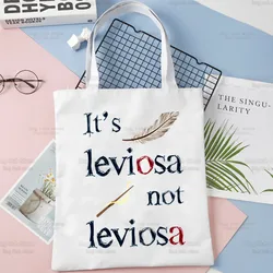 It's LeviOsa Not LeviosA Print Canvas Shoulder Tote Bag for Women Handbags Eco Reusable Shopping Bag Vintage Fashion Ulzzang Bag